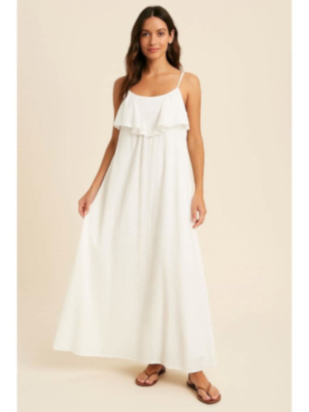 Babydoll Sz S Moon River Anthropologie Swiss Dot Lace White Ivory Maxi Dress